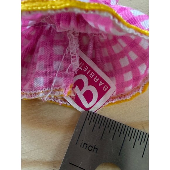 Barbie Doll Pink Checkered Dress Yellow Trim Deidre Friend Of Kelly By Mattel - Picture 3 of 4